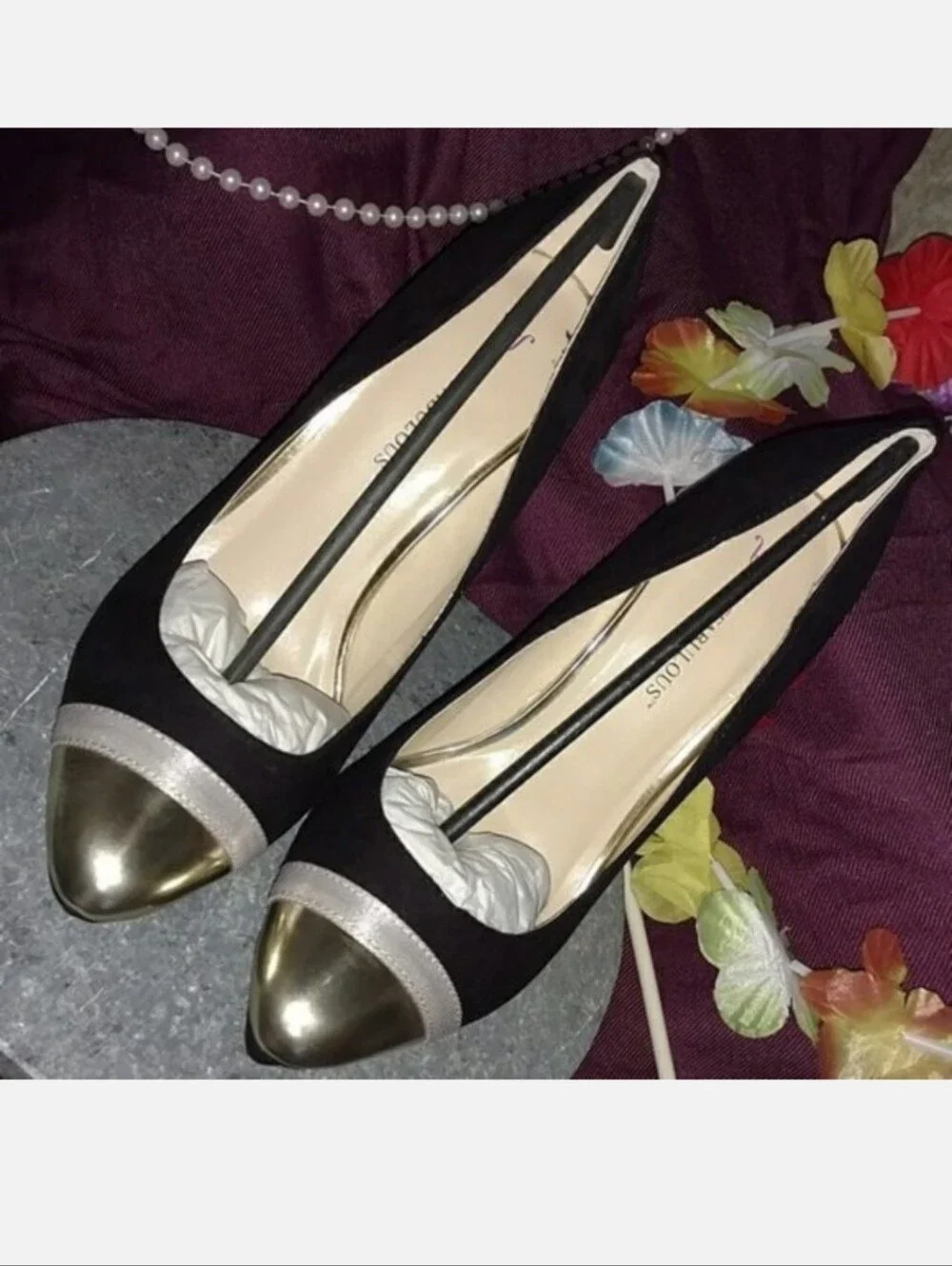 JustFab ELECTRA Black Silver Toe Heels Size 10